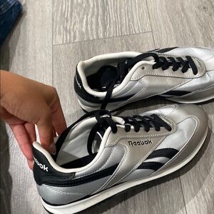 Reebok Metallic Silver and Black Shoes (ONLY WORN ONCE)